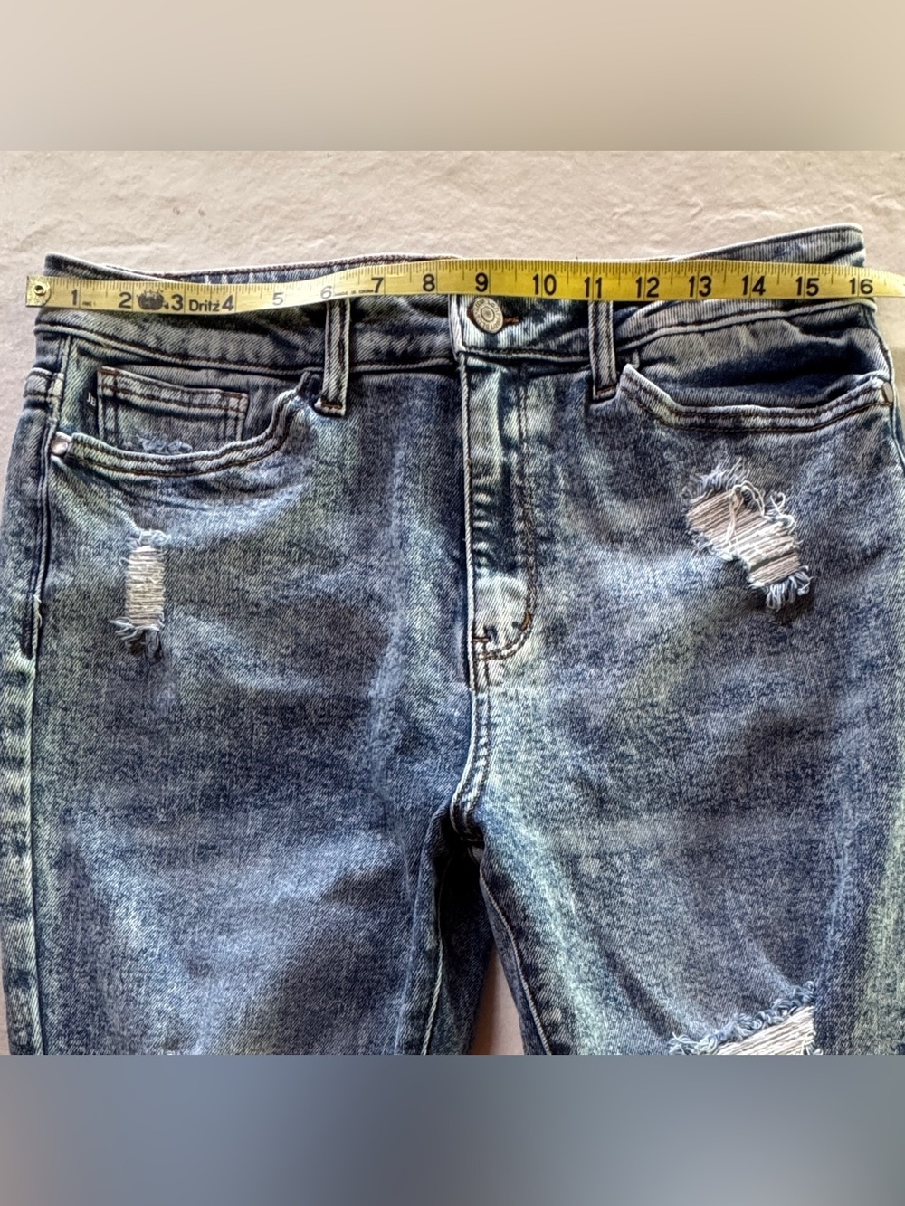 Judy Blue Acid Wash Distressed Boyfriend Jeans JB88281 Medium Indigo Wash 13/31 - Picture 6 of 17